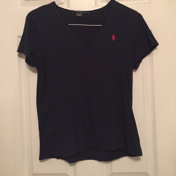 navy vneck polo.