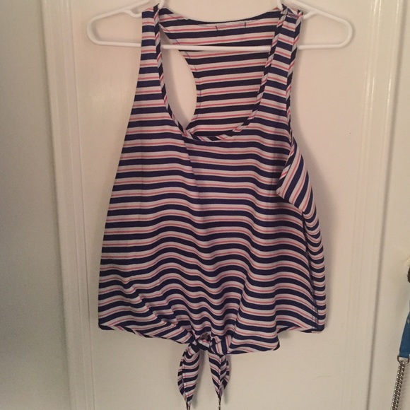 Stripped white pink and blue tank