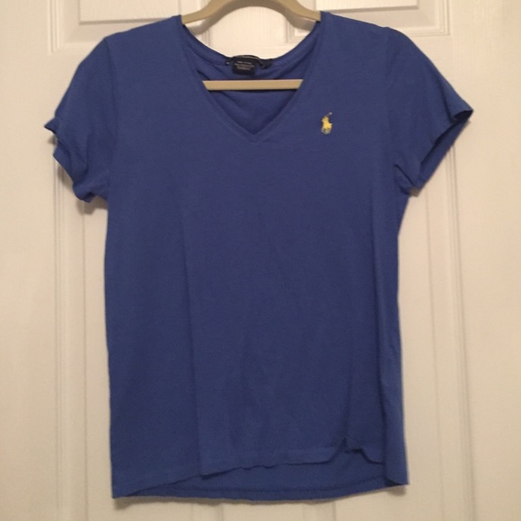 blue vneck polo.