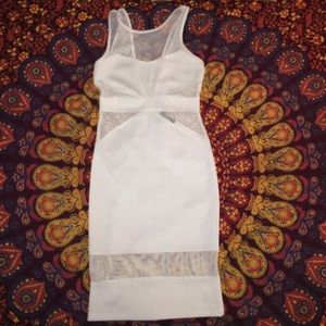 White mesh bodycon midi dress