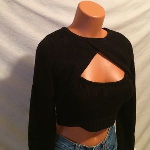 NEW Nastygal cropped knit sweater w/ cutout detail