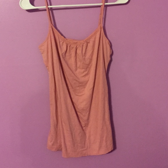 Lace trim light peach camisole