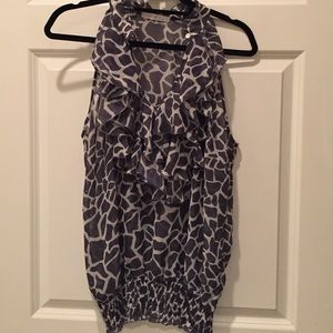Giraffe Print Ruffled Chiffon Tank