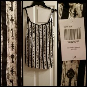 Cami/black/cream/key print