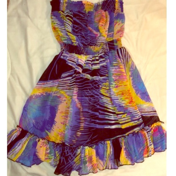 Strapless multi color summer dress