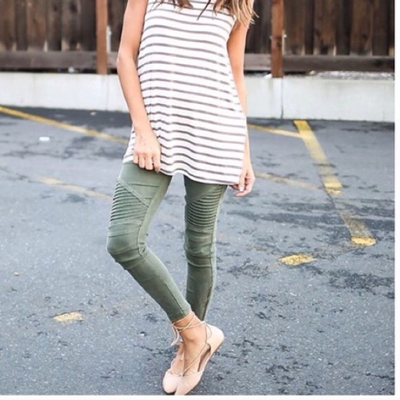 Olive Moto Jeggings
