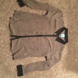 Tan/Black Striped Blouse