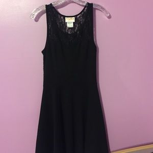 Fit and flare lace back black dress