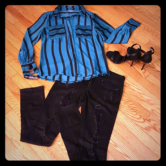 NEW! Green and Black Striped Shirt!
