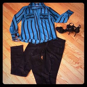 NEW! Green and Black Striped Shirt!