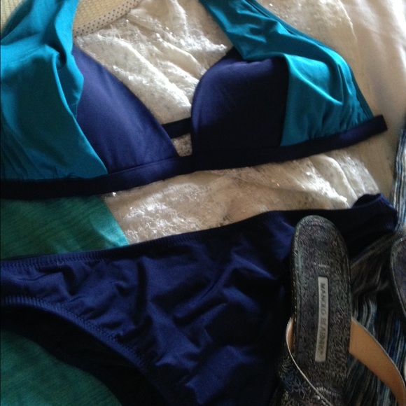 Two toned blue two piece never worn.
