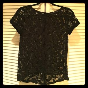 Zara black lace tee S