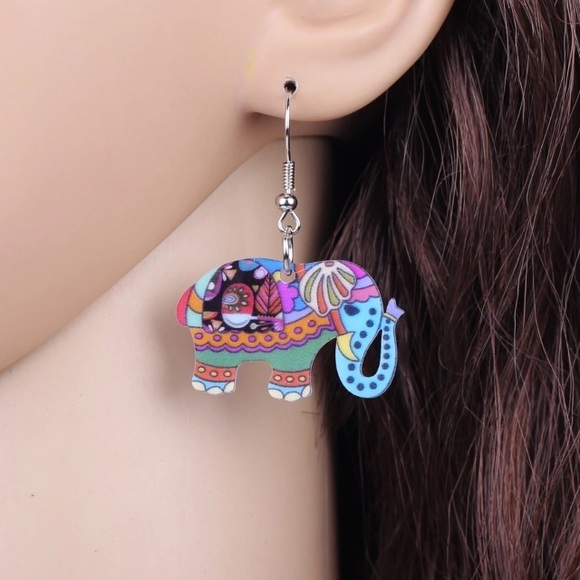 Bonsny Drop Elephant Earrings - Picture 2 of 2