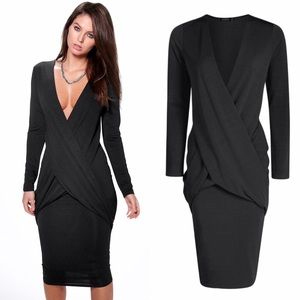 Boohoo Textured Drape Cross Over Midi