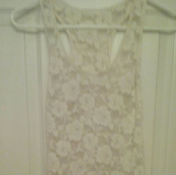 Racerback lace tank with rose details