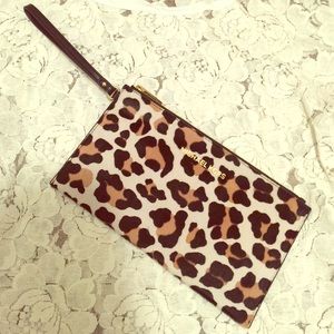 NWT Michael Kors Leopard Wristlet!