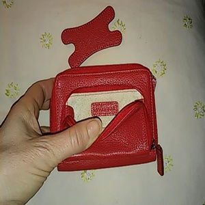 Levenger red zippered coin purse/wallet