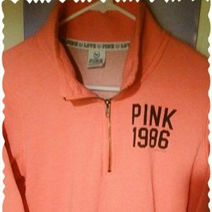 Vs PINK orange 3/4 zip pullover