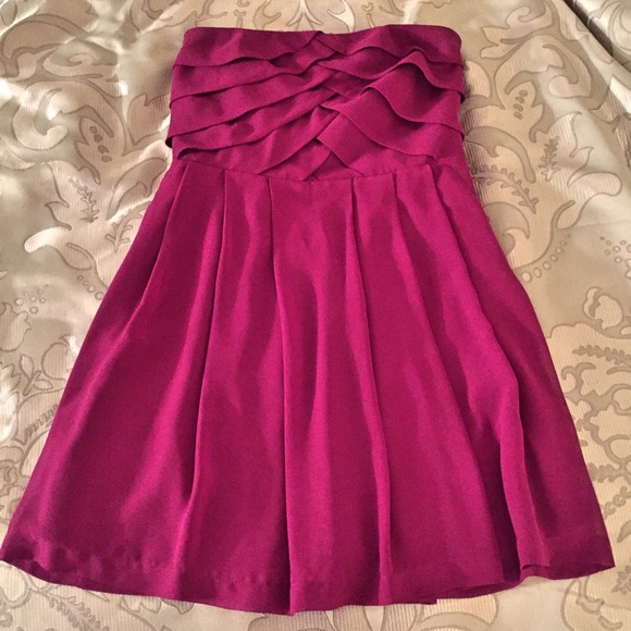 Express strapless pleated chiffon dress