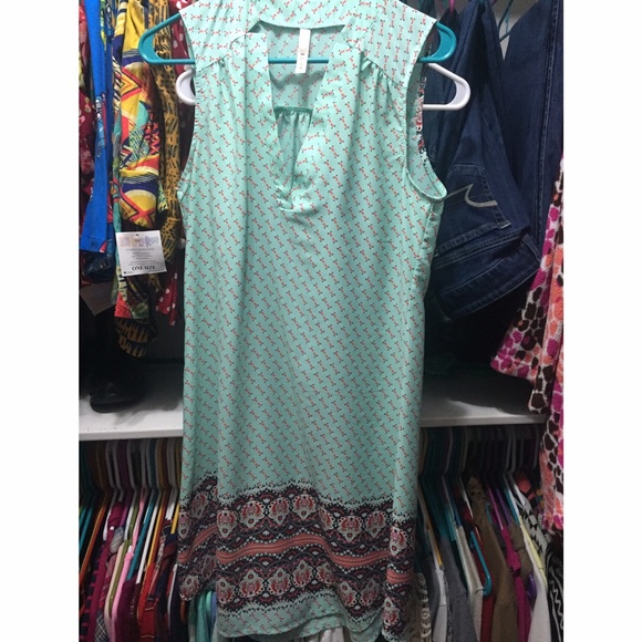 Mint and coral dress (flaunt boutique)