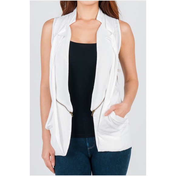 Ivory Vest with Zipper Detail