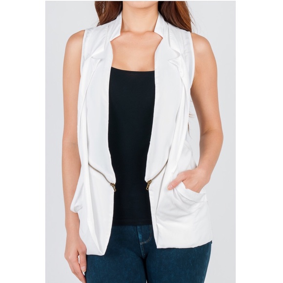 Ivory Vest with Zipper Detail