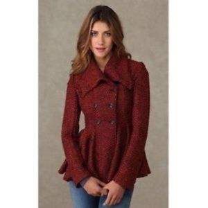 Free People - Peplum Ruffle Tweed Knit Coat