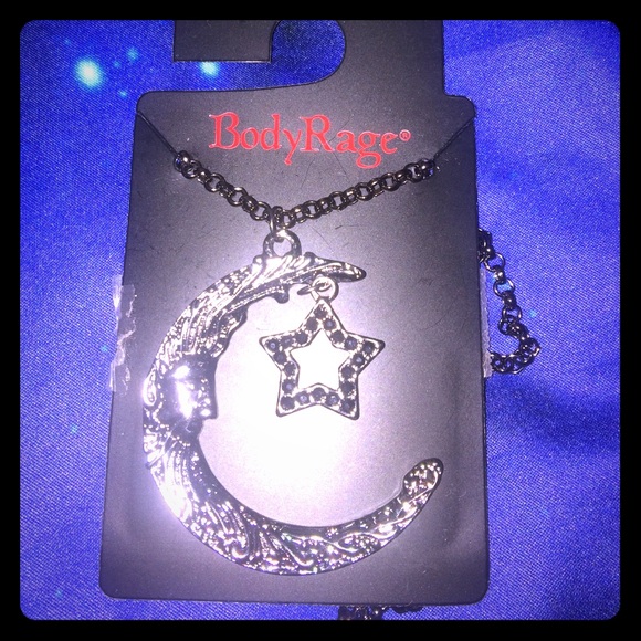 Body Rage Heart Necklace with Metal chain BLING Jewelry