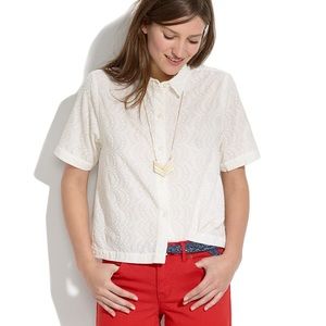 Soft Embroidery Cropped Shirt