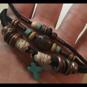 Amazing Beaded Bracelet w/ Center Turquoise Cross.