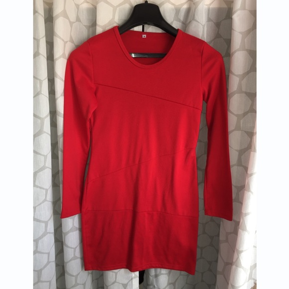 Red long sleeve dress