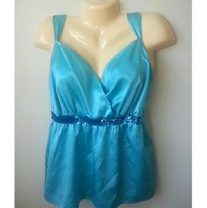 !SALE! 16W Lane Bryant Aqua Green Sequined Shell