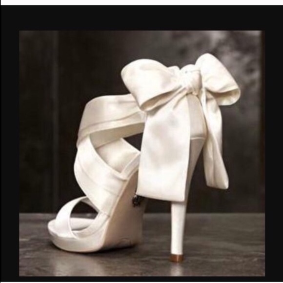 white bow heels