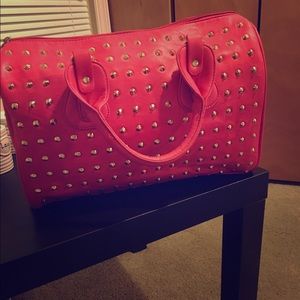Hot Pink Gold Studded Handbag
