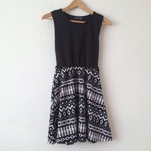 Black and white tribal print dress