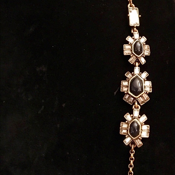 VINTAGE DARK BLUE STONES & RHINESTONES NECKLACE - Picture 2 of 6