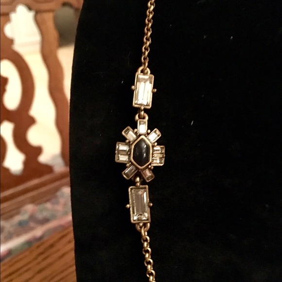 VINTAGE DARK BLUE STONES & RHINESTONES NECKLACE - Picture 3 of 6