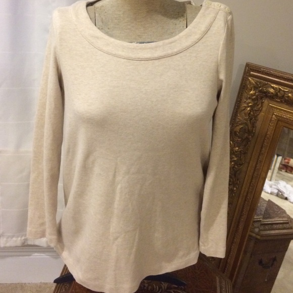 Longsleeved oatmeal color Lands End T shirt - Picture 1 of 4