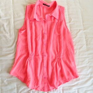 Pink Pleated Tank Top