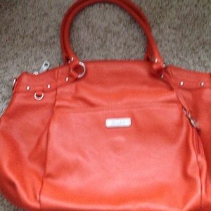Orange faux leather shoulder bag