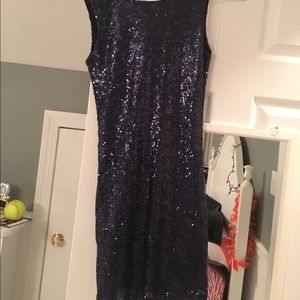 Short navy blue sequin dress