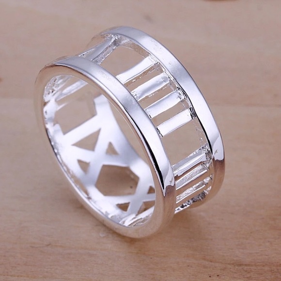 Roman Numeral Ring Band Ring silver