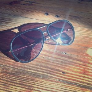 Jimmy Choo Black and Gold Aviator Sunglasses