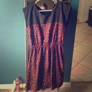 Red animal print dress
