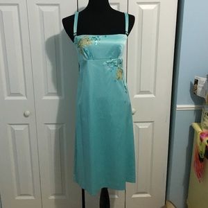 Turquoise Satin Dress