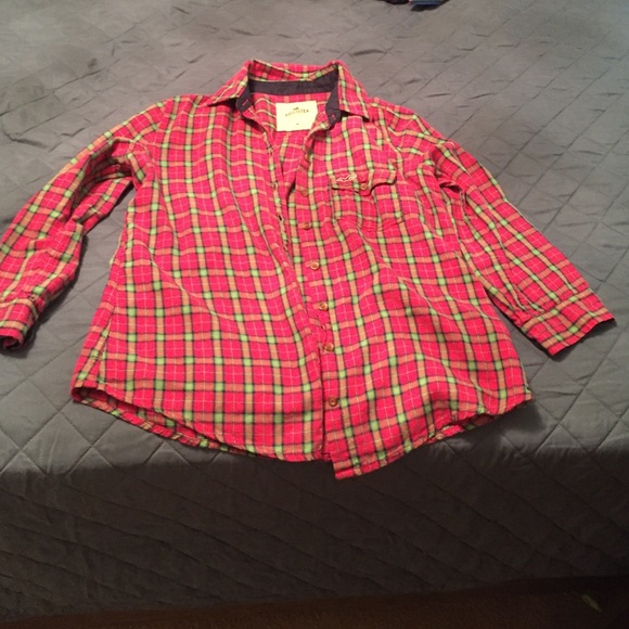 Pink blue and green paid shirt