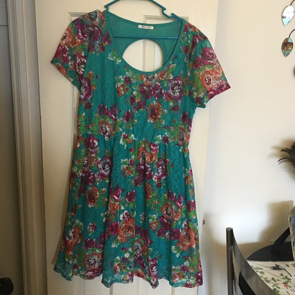 Floral lace skater dress