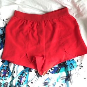 Red high waisted scalloped shorts
