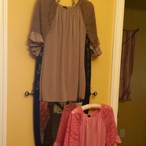 2 tunics with lace bell sleeves