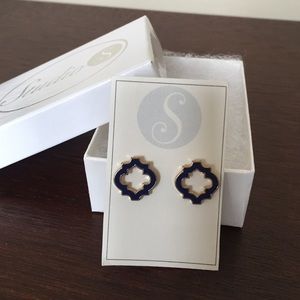 New in box! Navy blue and gold earrings